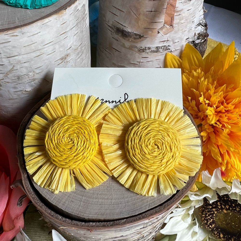 Statement Raffia Earrings 2” Long
